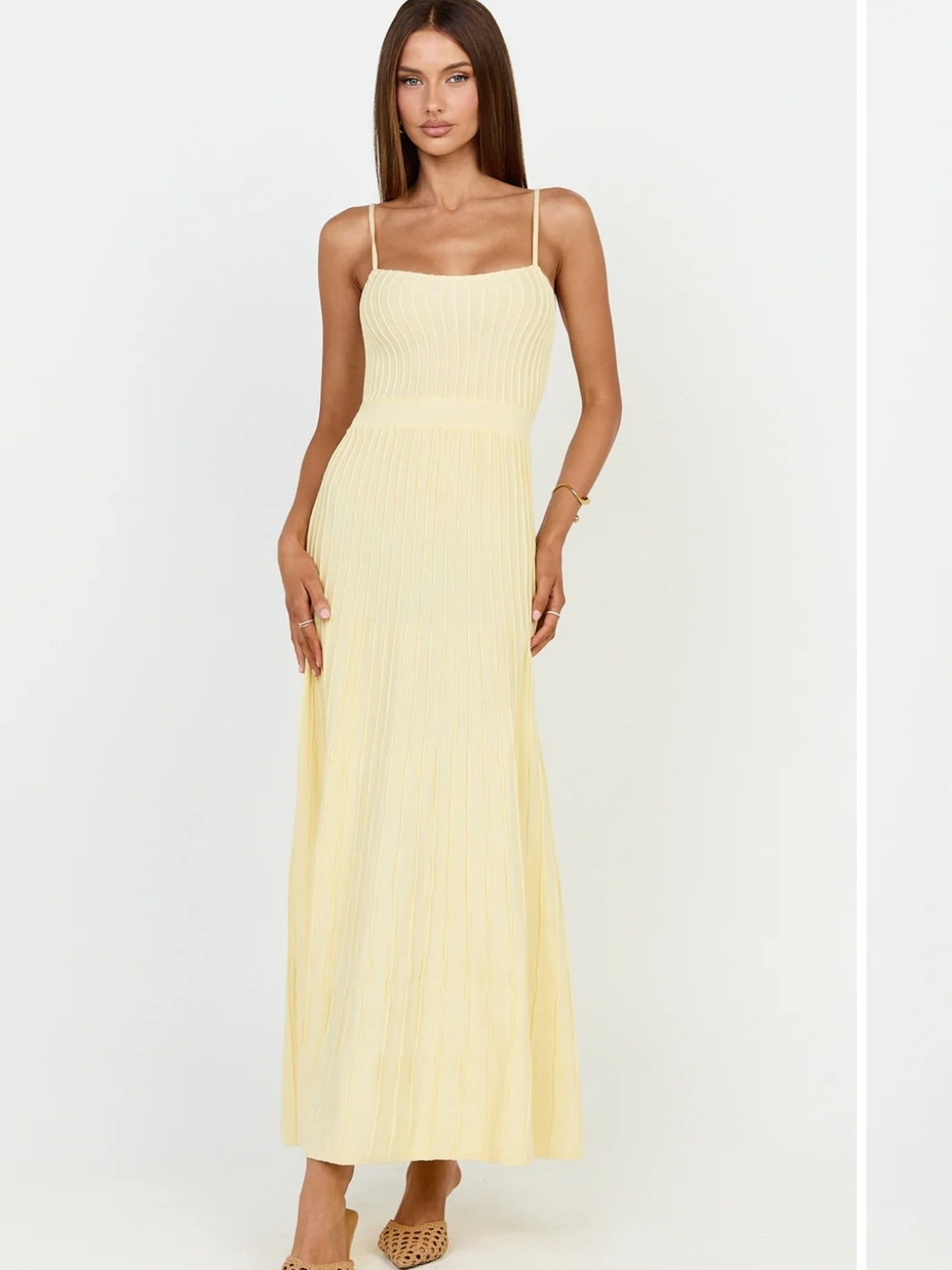 Showpo Donissa Yellow Midi Dress Panella Knit Spaghetti Straps Size 14 New